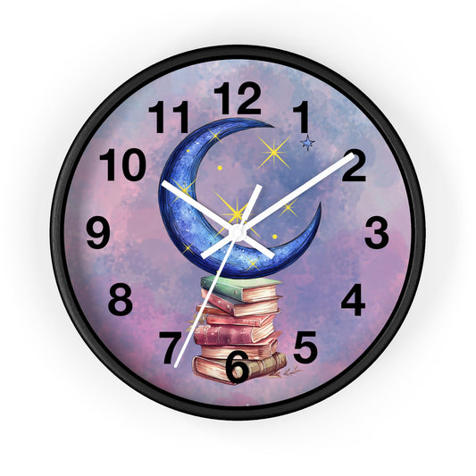 Reloj de pared -Libros a la luz de la luna