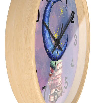 Reloj de pared -Libros a la luz de la luna