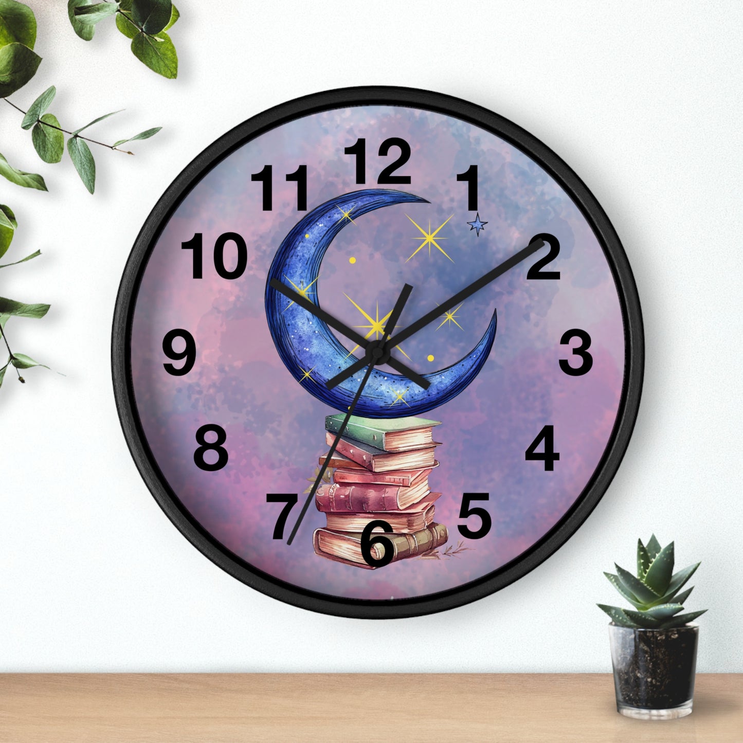 Reloj de pared -Libros a la luz de la luna