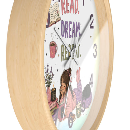 Wall clock "Read. Dream. Repeat."