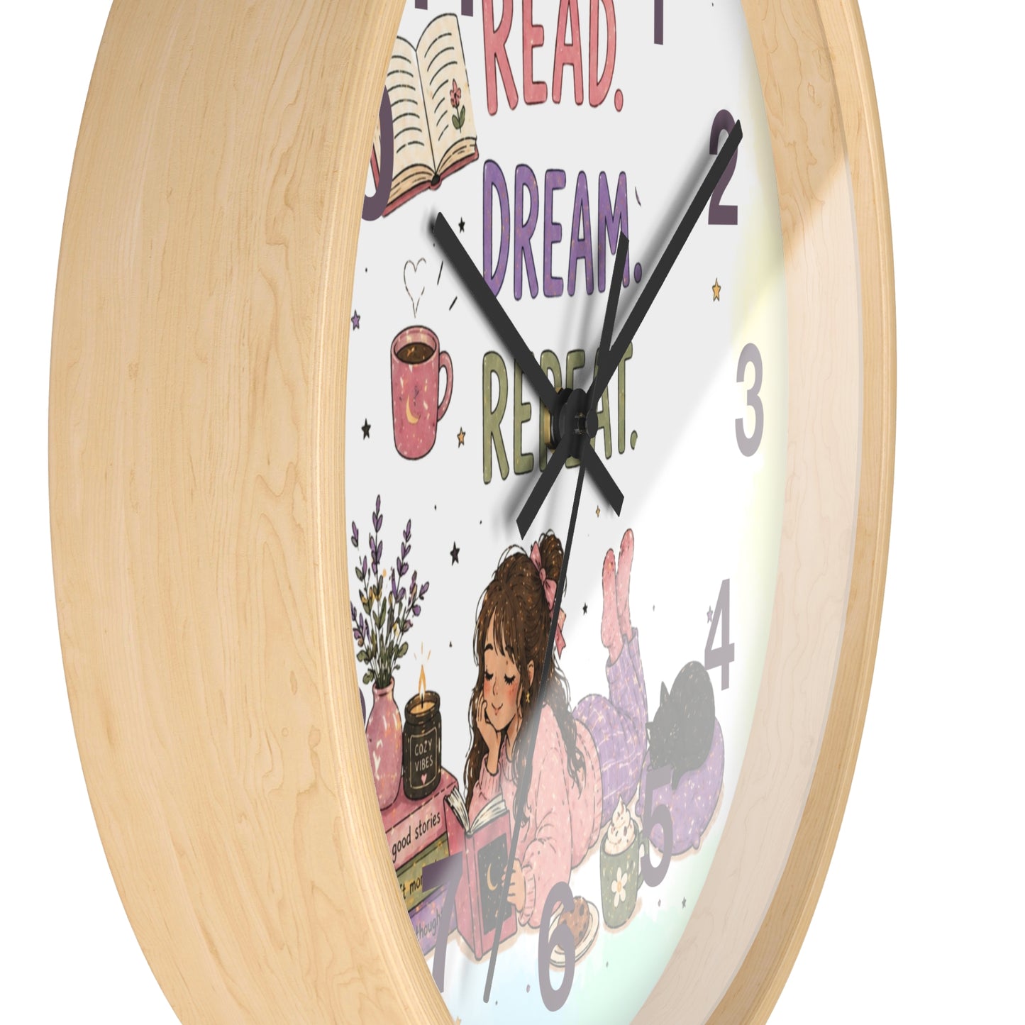 Wall clock "Read. Dream. Repeat."