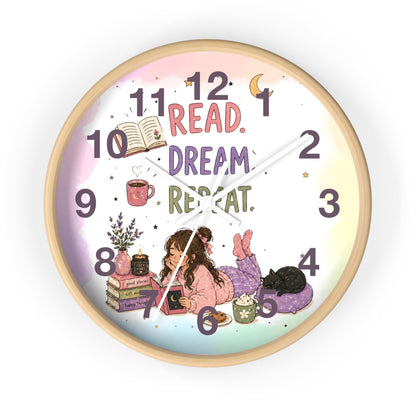 Wall clock "Read. Dream. Repeat."