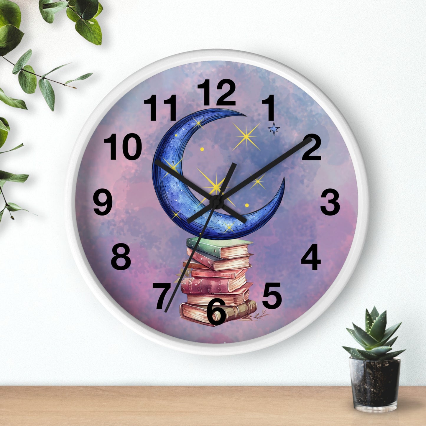 Reloj de pared -Libros a la luz de la luna