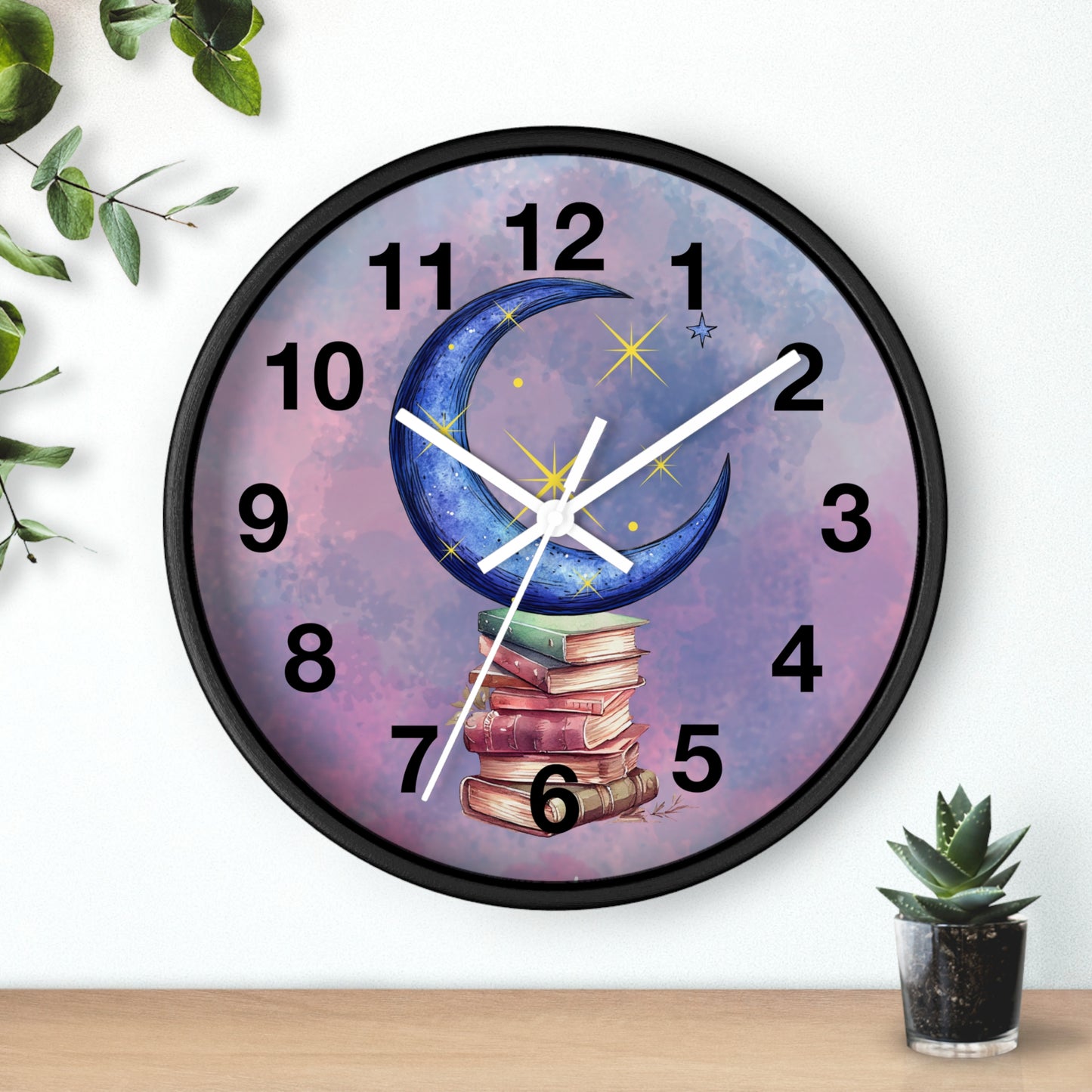 Reloj de pared -Libros a la luz de la luna