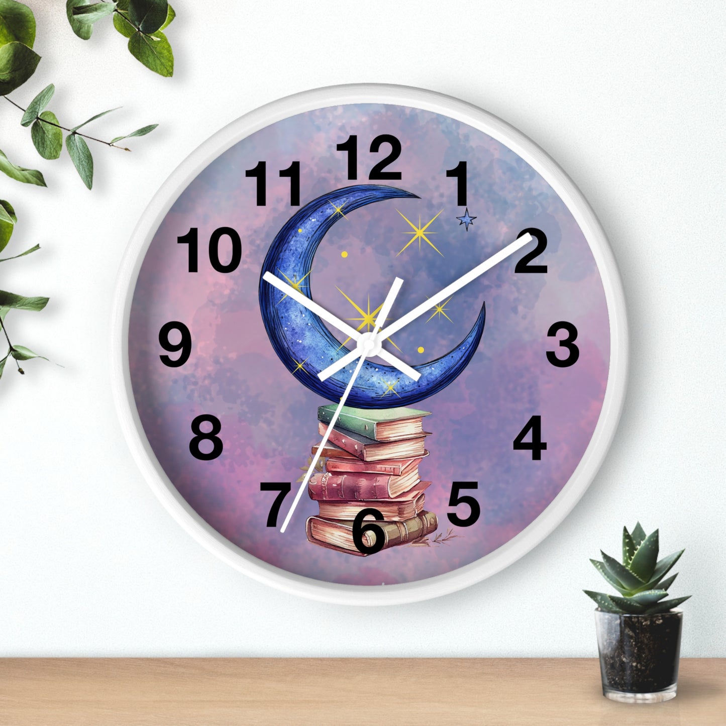 Reloj de pared -Libros a la luz de la luna