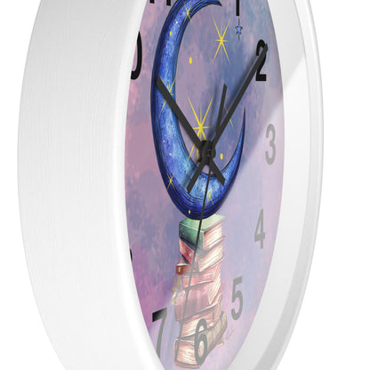 Reloj de pared -Libros a la luz de la luna