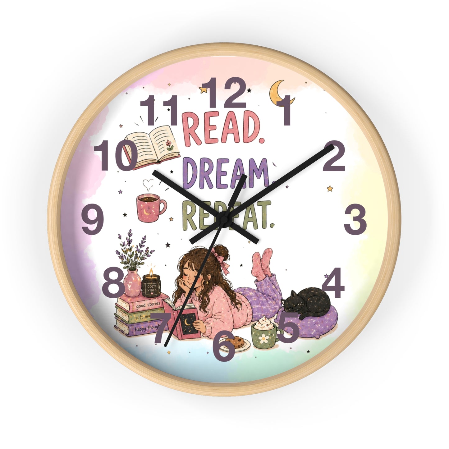 Wall clock "Read. Dream. Repeat."
