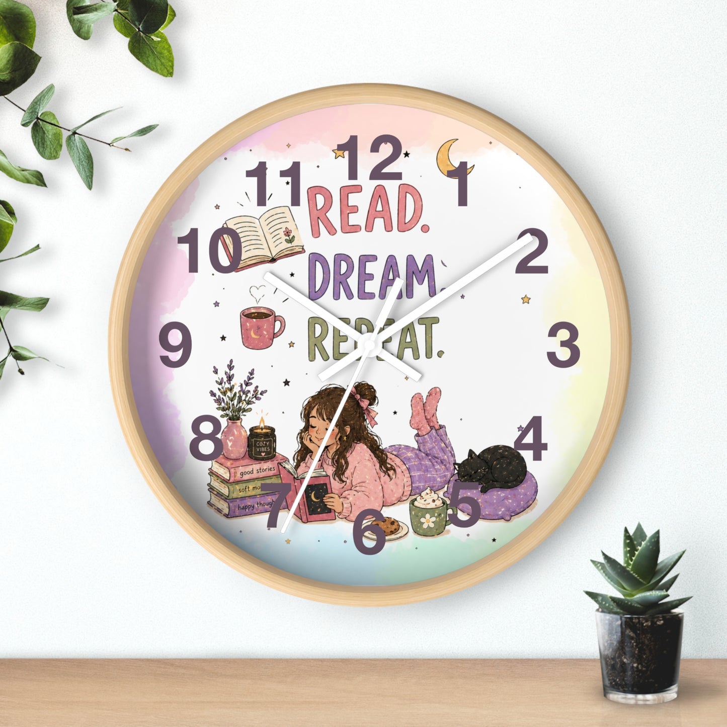 Wall clock "Read. Dream. Repeat."