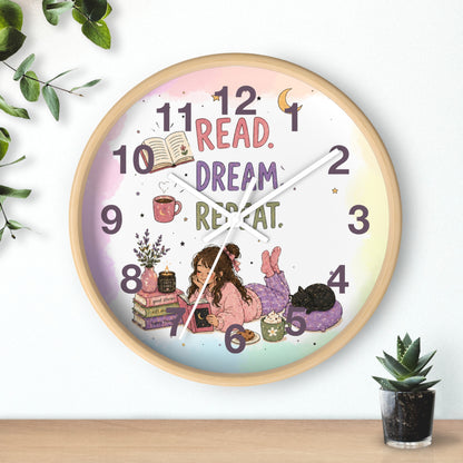 Wall clock "Read. Dream. Repeat."