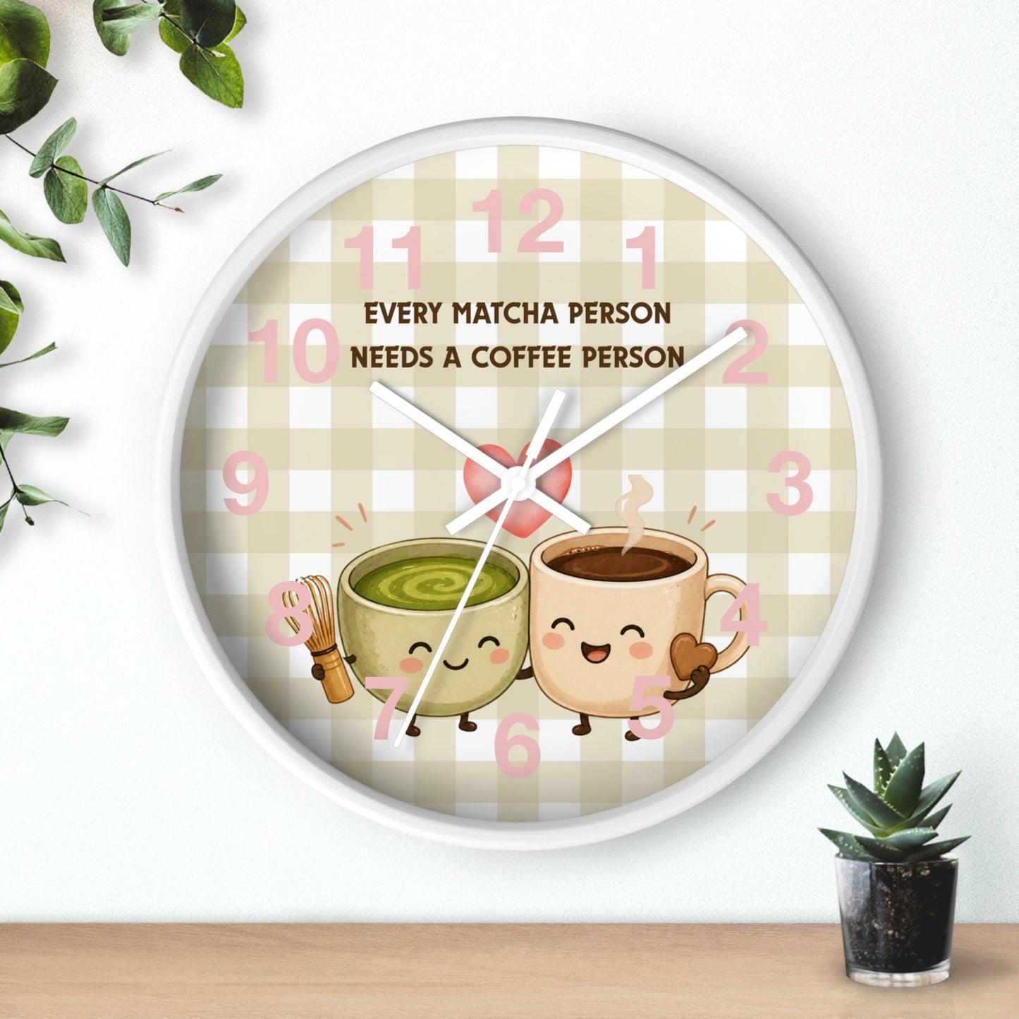 Reloj de pared “Every matcha person needs a coffee person”