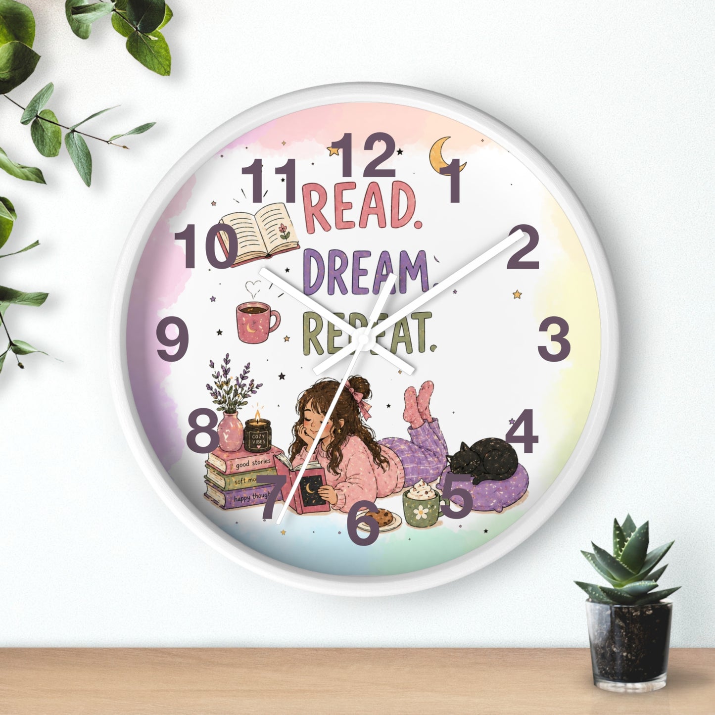 Wall clock "Read. Dream. Repeat."