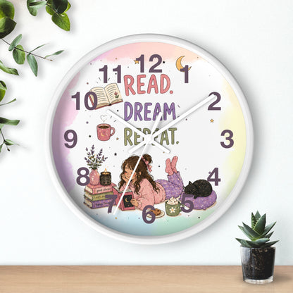 Wall clock "Read. Dream. Repeat."
