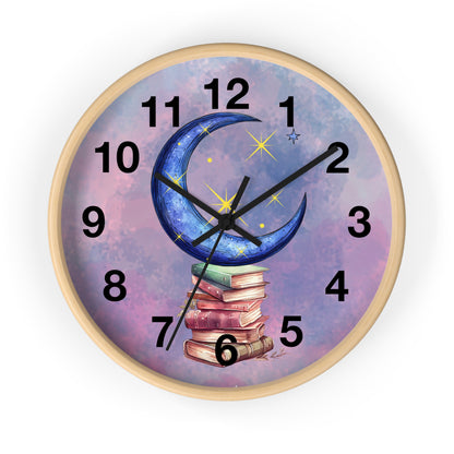 Reloj de pared -Libros a la luz de la luna