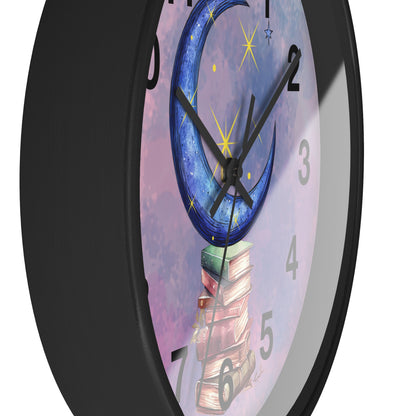 Reloj de pared -Libros a la luz de la luna
