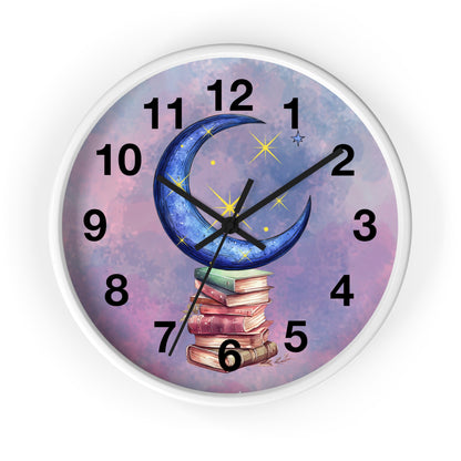 Reloj de pared -Libros a la luz de la luna