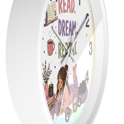 Wall clock "Read. Dream. Repeat."