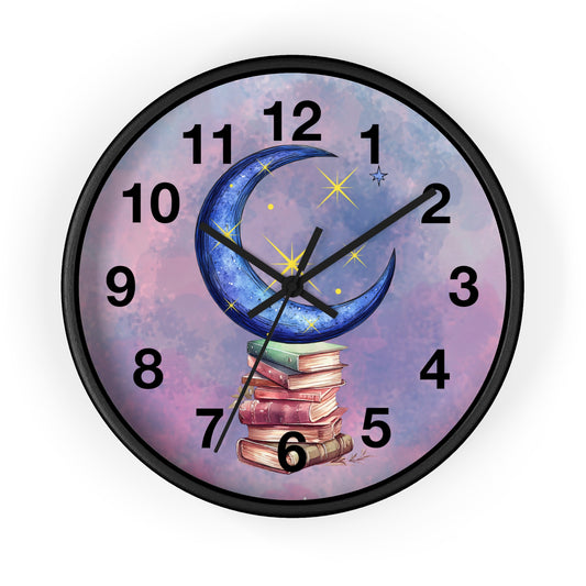 Reloj de pared -Libros a la luz de la luna