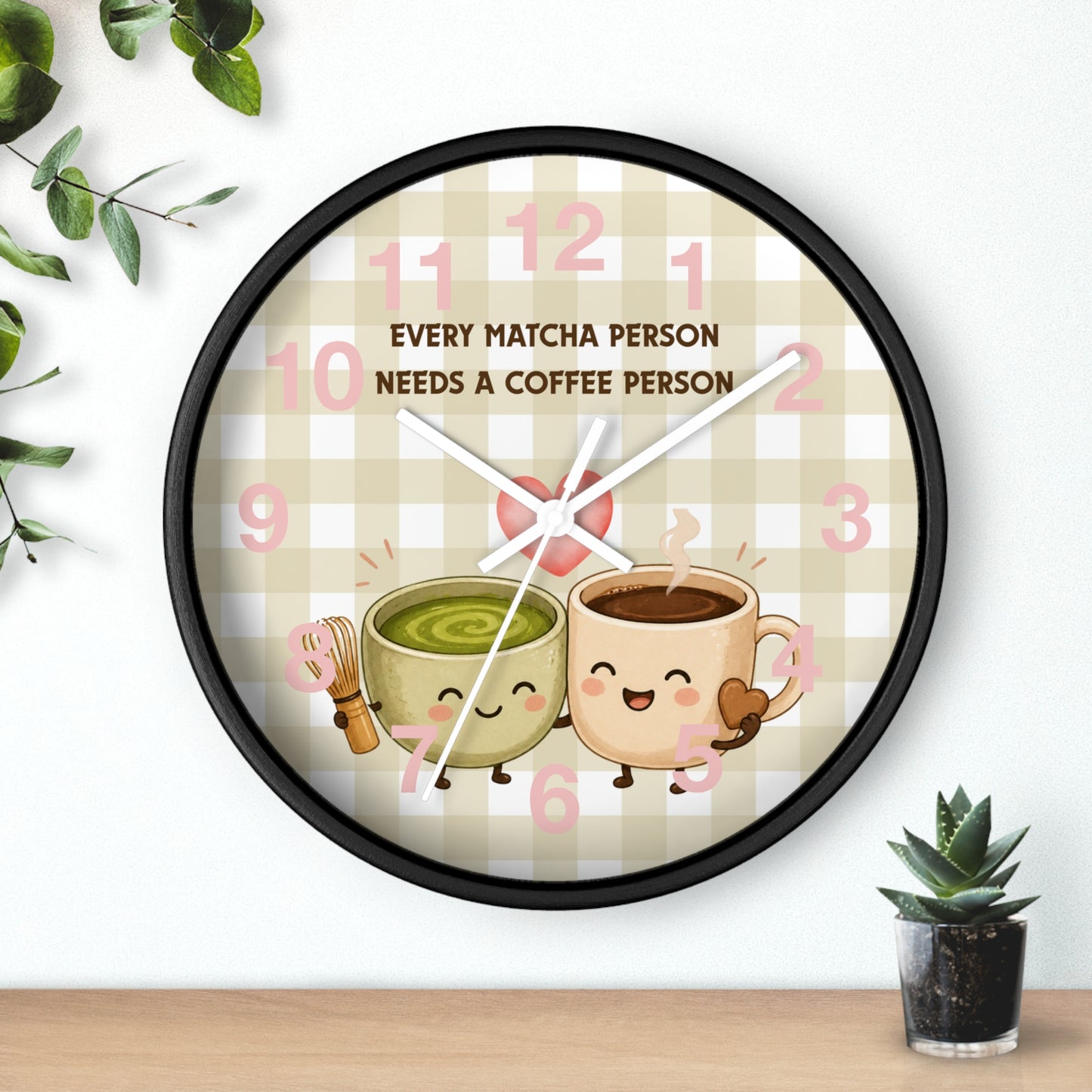 Reloj de pared “Every matcha person needs a coffee person”