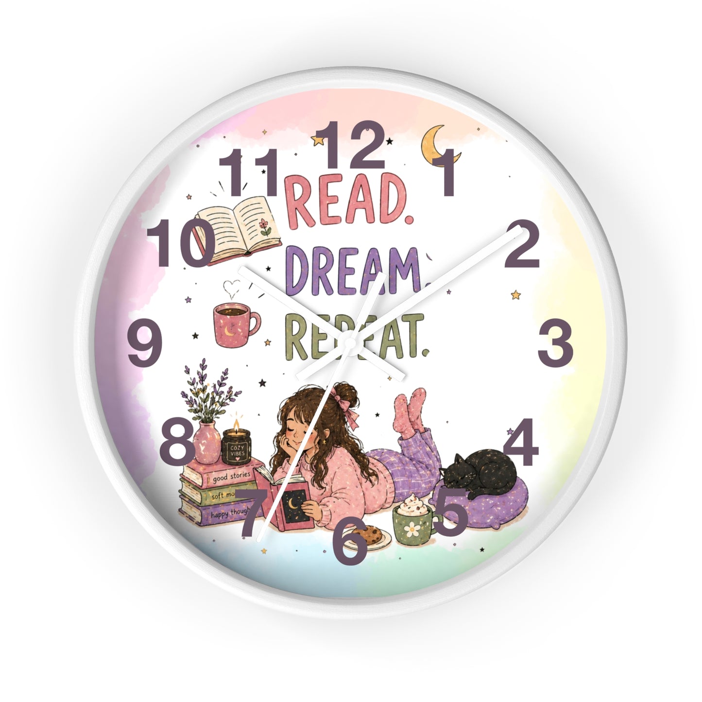 Wall clock "Read. Dream. Repeat."