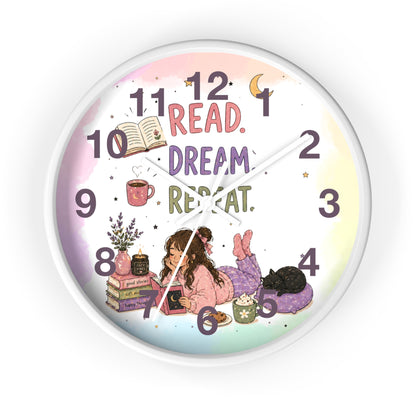 Wall clock "Read. Dream. Repeat."