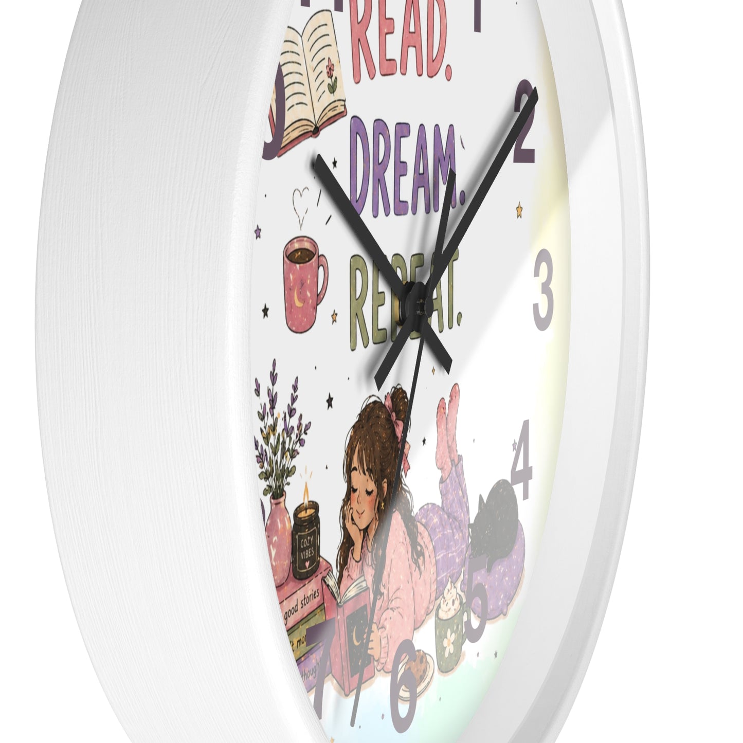 Wall clock "Read. Dream. Repeat."