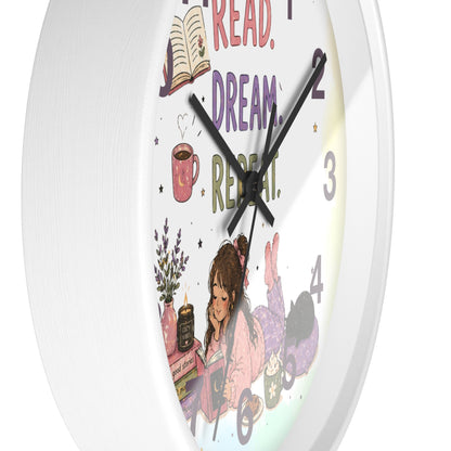 Wall clock "Read. Dream. Repeat."