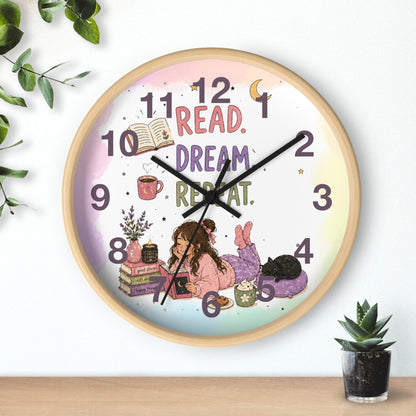 Wall clock "Read. Dream. Repeat."