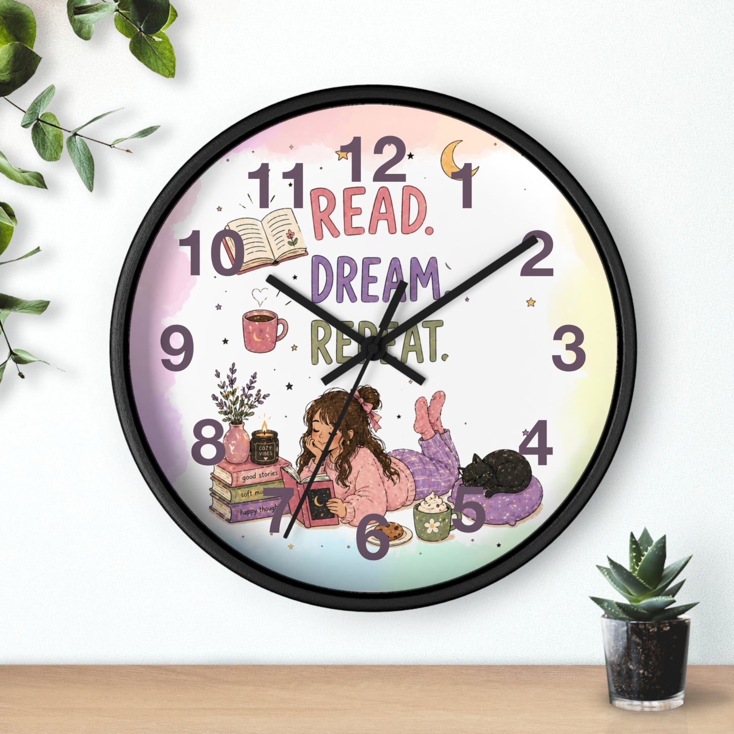 Wall clock "Read. Dream. Repeat."