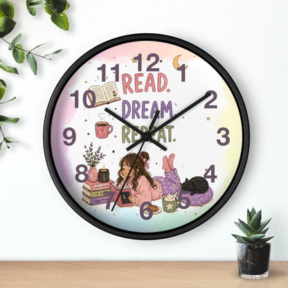 Wall clock "Read. Dream. Repeat."