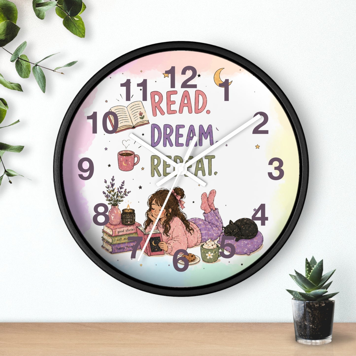 Wall clock "Read. Dream. Repeat."