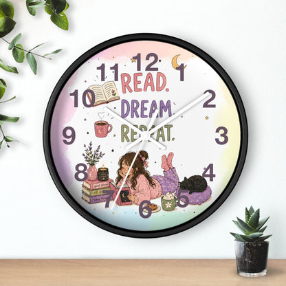 Wall clock "Read. Dream. Repeat."
