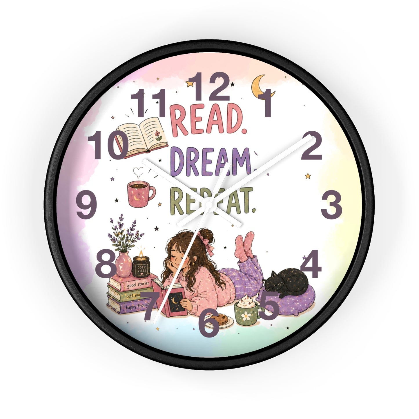 Wall clock "Read. Dream. Repeat."
