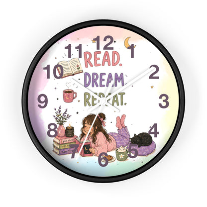 Wall clock "Read. Dream. Repeat."