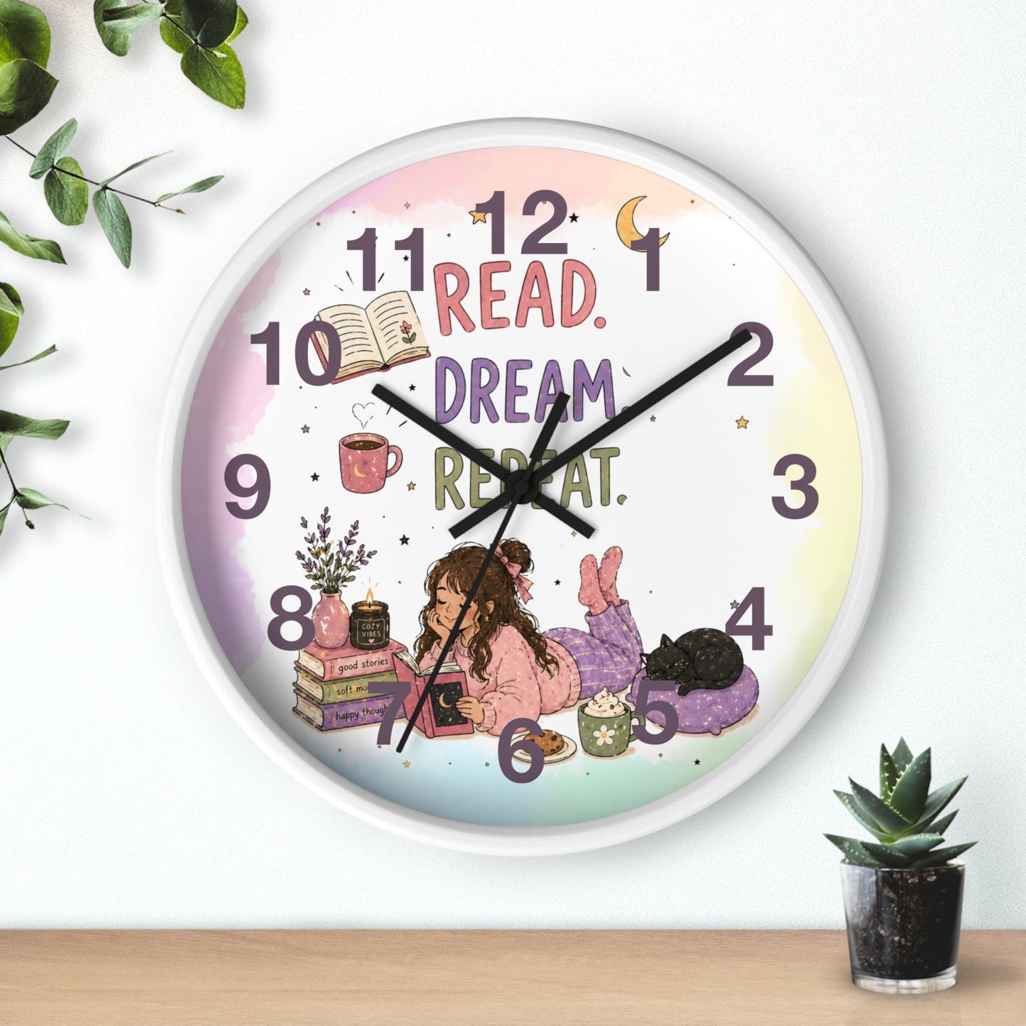 Wall clock "Read. Dream. Repeat."