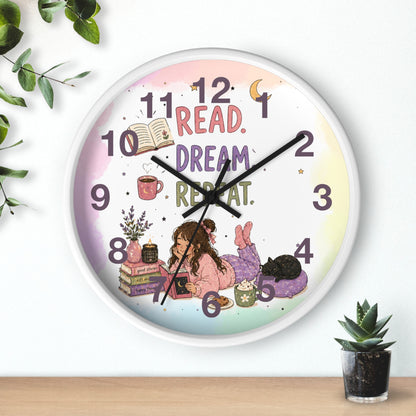 Wall clock "Read. Dream. Repeat."