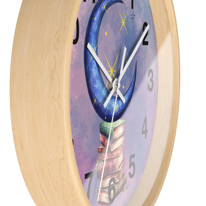 Reloj de pared -Libros a la luz de la luna