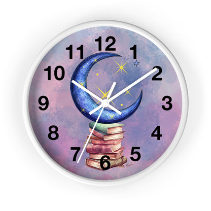 Reloj de pared -Libros a la luz de la luna