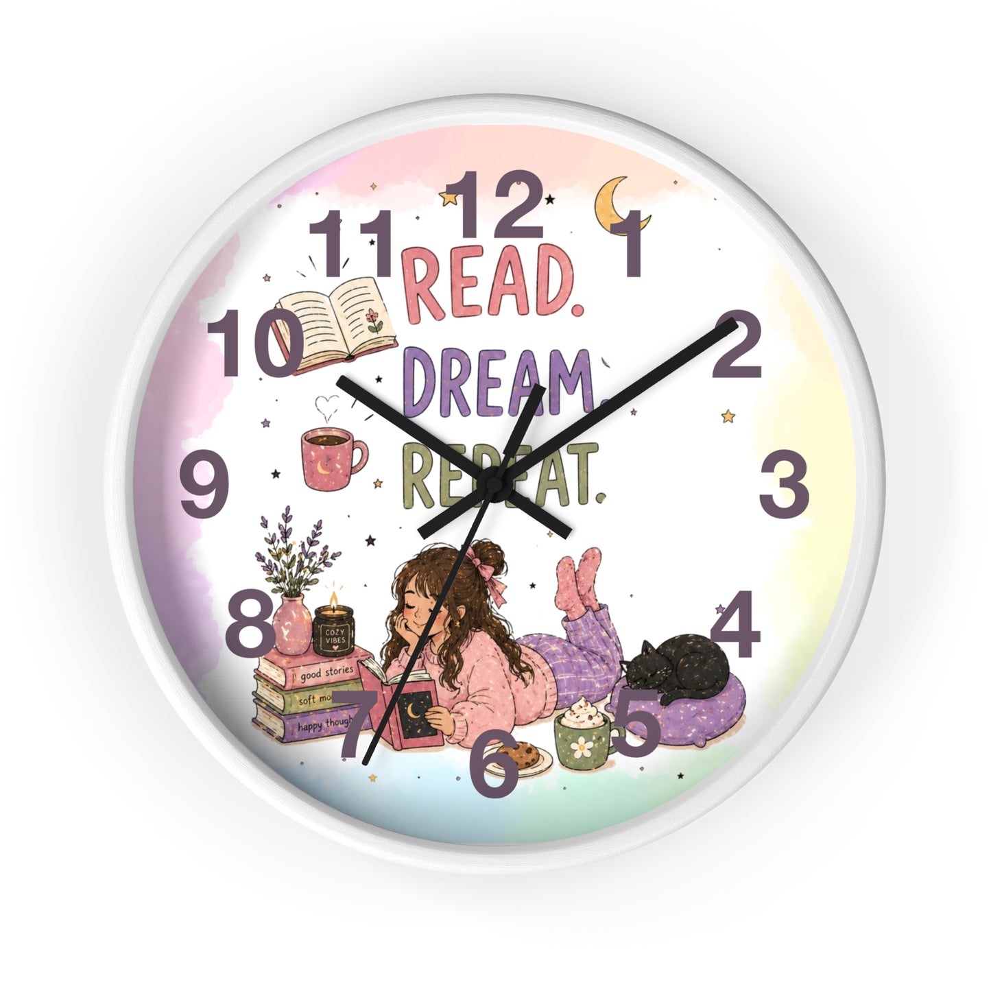 Wall clock "Read. Dream. Repeat."