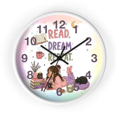 Wall clock "Read. Dream. Repeat."